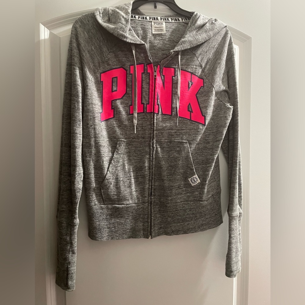 PINK Victoria Secret Women's Gray & Pink Heather Gray/Full Zip Hoodie
SZ: XSmall